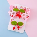 Pink ribbon bow hair clips with cherry prints and resin cherry charms for kids - Cherry / Cherry Bow Hair Clip