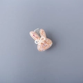 Sparkly pink glitter bunny hair clip with elegant pearl bow for girls' hair styling - Light Pink