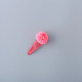 Pink floral mesh fabric hair clip for girls with a painted metal snap base - Rose Red