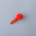 Kids vibrant red fabric flower snap hair clip with matching painted metal BB base - Red