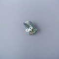 Sparkly dark blue sequin bunny hair clip with a tiny faux pearl bow for girls - Dark Green