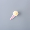 Pink metal BB hair clip with beige lace flower ball decoration for children - Champagne