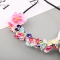 Floral hairband with colorful handmade fabric flowers for girls and bridal party events - Multicolor Style