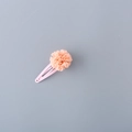 Pink metal BB hair clip for girls featuring a soft light peach tulle mesh flower charm - Korean Pink