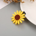Yellow sunflower hair clip for girls with brown center and black metal duckbill grip - Felt Yellow Sunflower Duckbill Clip Style (4#)