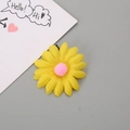 Sunflower hair clip for girls featuring yellow fabric petals and a soft pink plush center - Yellow Daisy Pink Pom Pom Center Style (5#)
