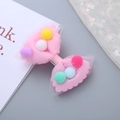 Pink tulle bow hair clip with colorful mini pom-poms for girls and princesses - Pink