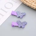Zweiteiliges Set lila Schmetterlings-Haarspangen mit glitzernden Strasssteinen für Mädchen - Lila