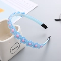 Kids light blue resin flower headband with anti-slip teeth and colorful floral decor - Light Blue