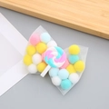 Pinza para el pelo con lazo de malla blanca, pompones macaron y piruleta niña - Piruleta Rosa