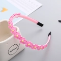 Serre-tête rose pour filles avec fleurs en résine transparente et dents antidérapantes - Rose rouge