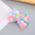 Pinza para pelo de unicornio para niñas con lazo de malla y pompones de colores - Unicornio Verde