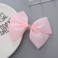 Pinza para el pelo rosa para niñas con lazo de cinta y pedrería brillante - Rosa Claro
