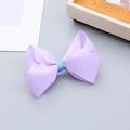 Pince à cheveux nœud violet fait main pour fille avec texture côtelée et ruban bleu - Mauve Clair