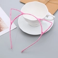 Pink fabric wrapped cat ear headband for girls in candy color finish for hair accessory - Pink