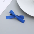 Eleganter königsblauer Satin-Schleifen-Haarclip mit klassischem Metall-Entenschnabel-Clip - Saphirblau