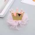Pinza de pelo con corona rosa brillante para niñas con purpurina dorada y tul - Dorado