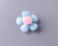 Cute light blue fabric flower hair clip for girls with a soft pink center floral design - Blue Fully Wrapped Clip