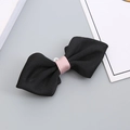 Klassische schwarze strukturierte Schleife mit rosa Satinband und weißem Gummiband - Schwarz