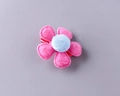 Pink and blue floral BB hair clip for girls with soft felt texture and metal base - Magenta Fully Wrapped Clip