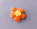 Orange flower fabric hair clip with yellow center and plush petals for kids - Orange Fully Wrapped Clip