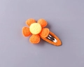 Orange five-petal fabric flower BB hair clip with a bright yellow plush center for girls - Orange BB Clip