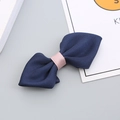 Handmade navy blue and pink ribbon bow tie for kids with premium twill fabric texture - Dark Blue