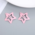 Set of two pink star shaped hair clips for girls with matte finish and metal BB snap design - Star Pink