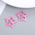 Pair of cute pink star-shaped hollow metal BB hair clips for girls hair styling - Star Rose Red
