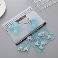 Blue kids' hair ties set with cartoon charms and branded duck travel pouch - Cartoon Acrylic Style (3#)