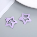 Pair of light purple star-shaped hollow hair clips for girls with metal spray finish - Purple Star