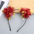 Diadema de pompones rojos brillantes con estrellas doradas para fiestas infantiles y eventos - Rojo