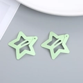 Set of two star-shaped snap hair clips in matte light green finish for girls - Green Star