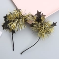 Diadema brillante de espumillón dorado con estrellas negras para fiestas infantiles - Dorado