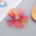 Barrette à nœud en résille arc-en-ciel avec paillettes et décoration flocon de neige - 1# Grande Barrette