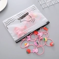 Set of 50 pink elastic hair ties for girls with cute resin fruit and bow charms - Fruit Acrylic Style (2#)
