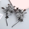 Par de diademas de espumillón plateado con estrellas negras para fiestas y eventos - Plateado Estrella Negra