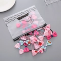 Set elastici per capelli per bambine con fiocchi colorati e sacchetto trasparente satinato - Serie Rosa con Borsa da Viaggio