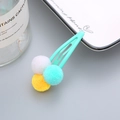 Fermaglio per capelli BB in metallo verde menta con tre morbide palline di peluche - Blu Klein