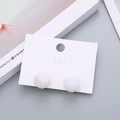 Cute white pompom clip-on earrings with 925 silver post for girls in Korean style - White