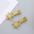 Set of two gold glitter hair clips with delicate snowflake motifs for children - Glitter Clips Pair