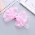 Prinzessin Rosa Haarschleife aus Netzstoff mit kleinen Pompons für Mädchen Kopfschmuck - Rosa