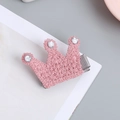 Pinza para el pelo con corona de punto rosa, pedrería y clip de cocodrilo - Corona Rosa