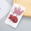 Set de pinzas tejidas a mano con corona rosa y pez rojo para niñas pequeñas - Juego 3 (Corona Rosa y Pez Rojo Oscuro)
