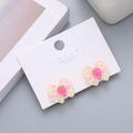 Sweet resin strawberry bow earrings for girls with hypoallergenic 925 silver posts - Butterfly & Flower