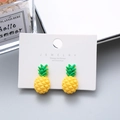 Cute yellow pineapple resin clip-on earrings for girls with 925 silver posts - Pineapple Style 1