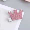 Pinza para pelo con corona de punto rosa para niñas con cristales y base forrada - Corona Rosa Palo