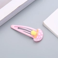 Fermaglio per capelli a fungo rosa in resina con pois bianchi su clip BB in metallo - Fungo