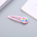 Graziosa molletta rosa per bambina con motivo a fetta di limone arcobaleno colorato - Limone