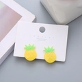 Cute yellow pineapple clip-on earrings for girls featuring a 925 silver needle post - Pineapple Style 2